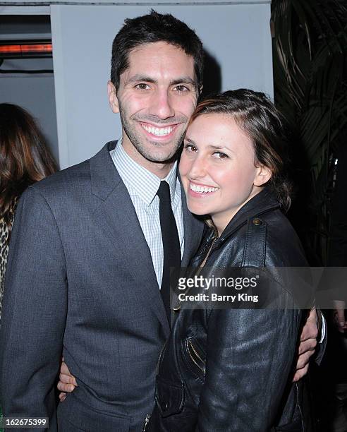 Personality Nev Schulman and singer Shanee Pink attend the Warner Music Group 2013 Grammy celebration at Chateau Marmont on February 10, 2013 in Los...
