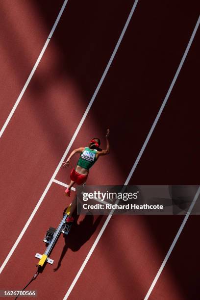 Paola Moran of Team Mexico competes in the Women's 400m Heats during day two of the World Athletics Championships Budapest 2023 at National Athletics...