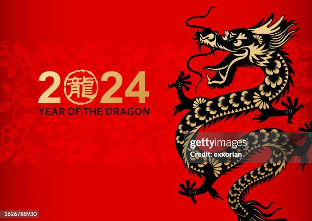 chinese new year dragon - chinese zodiac stock illustrations