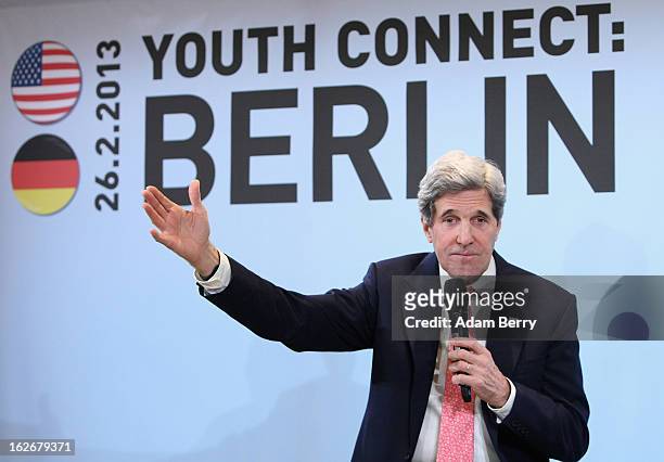 Secretary of State John Kerry holds a conversation with a group of invited young people as part of his Youth Connect series of discussions on...