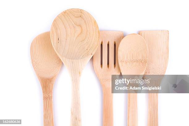 wooden kitchen utensils - wooden spoon stock pictures, royalty-free photos & images