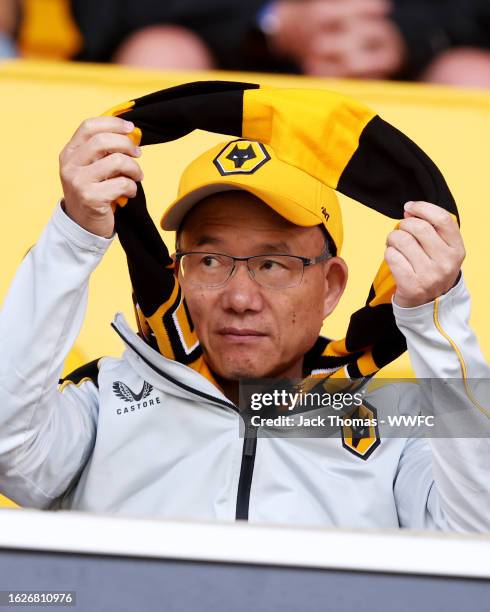 Guo Guangchang, chairman and co-founder of Fosun International looks on ahead of the Premier League match between Wolverhampton Wanderers and...