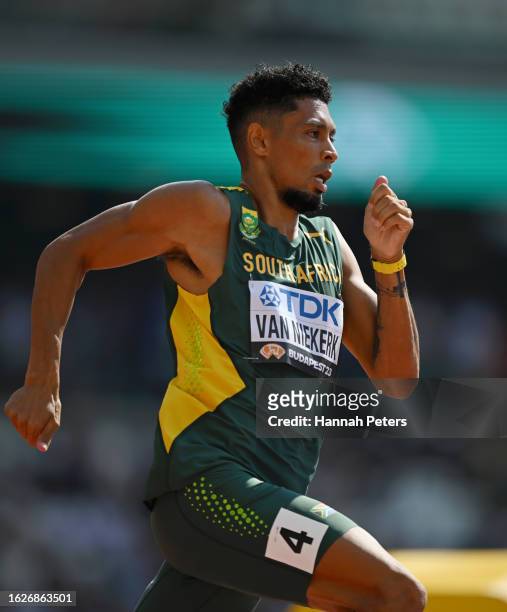 Wayde Van Niekerk of Team South Africa competes in the Men's 400m Heats during day two of the World Athletics Championships Budapest 2023 at National...