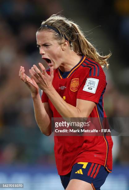 Irene Paredes of Spain reacts during the FIFA Women's World Cup Australia & New Zealand 2023 Final match between Spain and England at Stadium...
