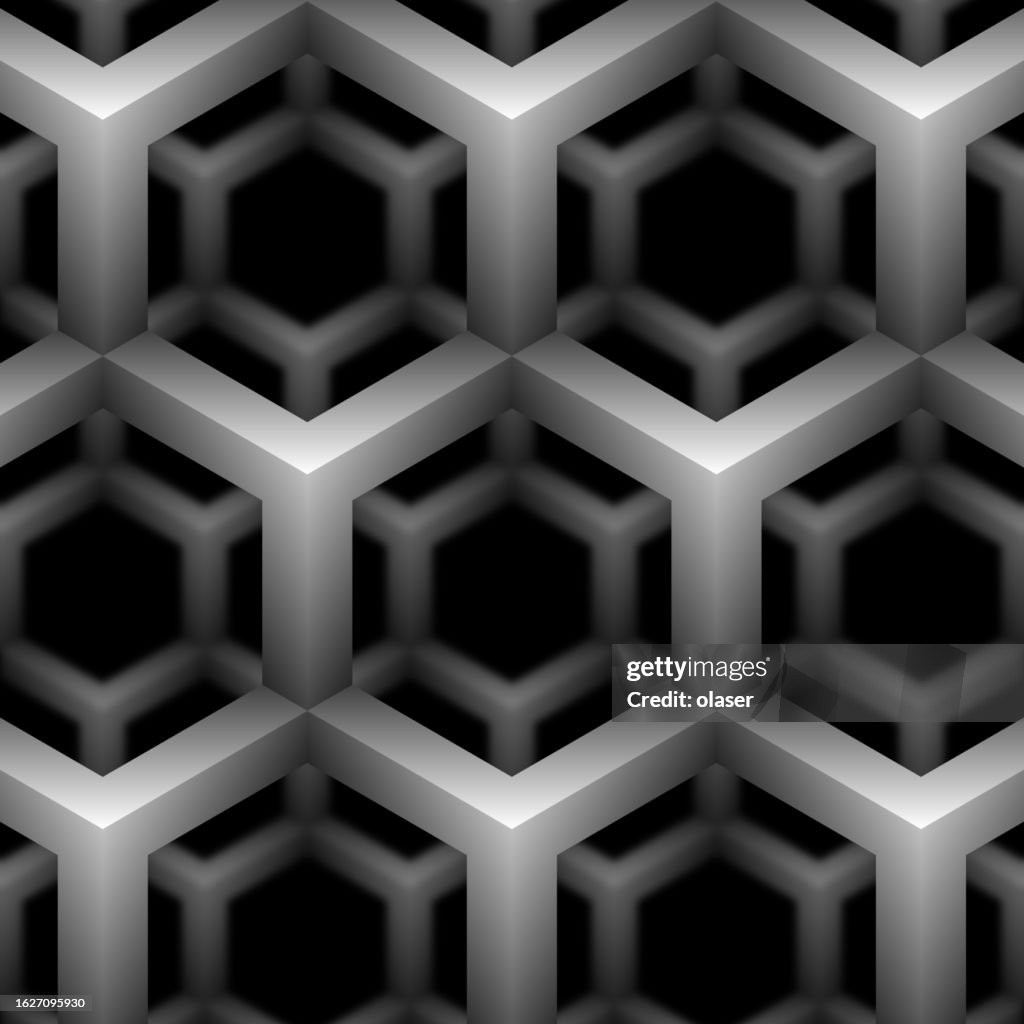 Vector Two Layers Of 3d Hex Pattern Rear Is Out Of Focus High-Res ...