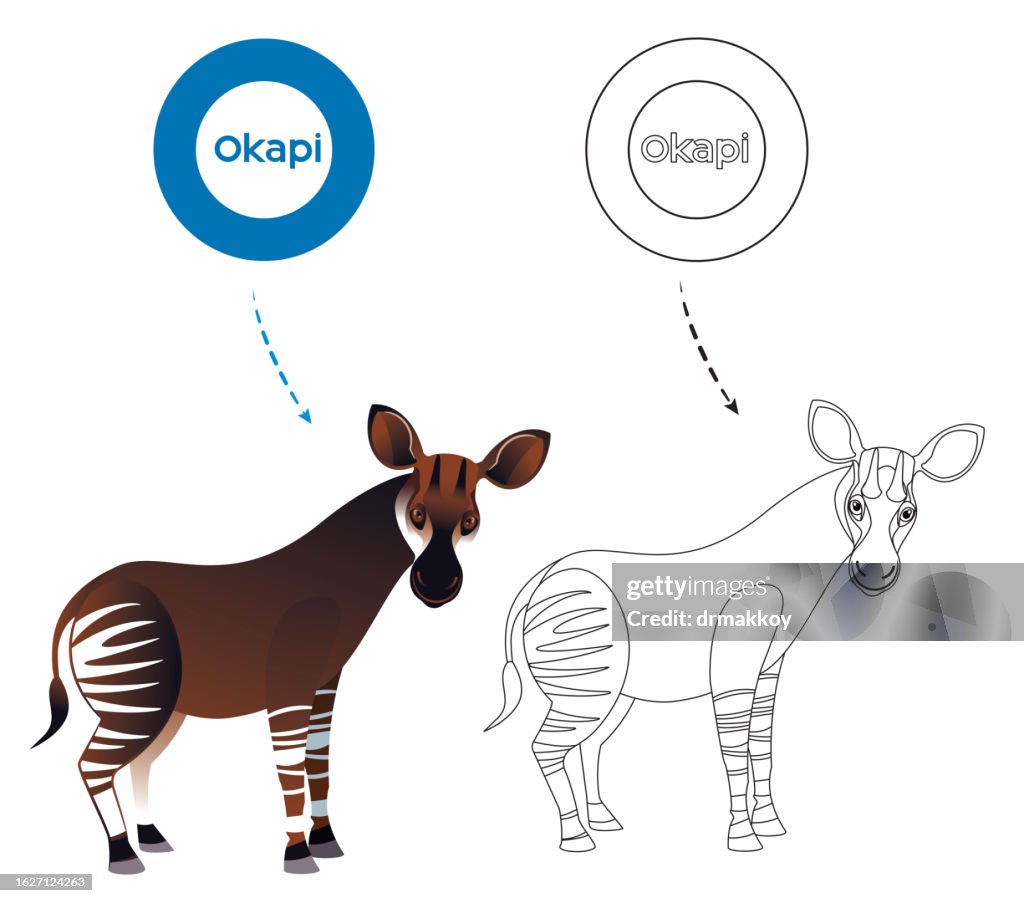 Okapi Coloring page and alphabet