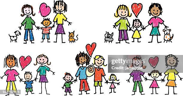 lesbian families - northern european descent stock illustrations