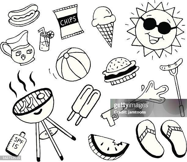 sommer und kritzeleien - heraussprühen stock-grafiken, -clipart, -cartoons und -symbole