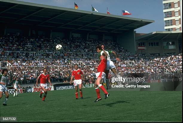 General view of players in action during the World Cup match between Algeria and Austria in Oviedo, Spain. Austria won the match 2-0 \ Mandatory...