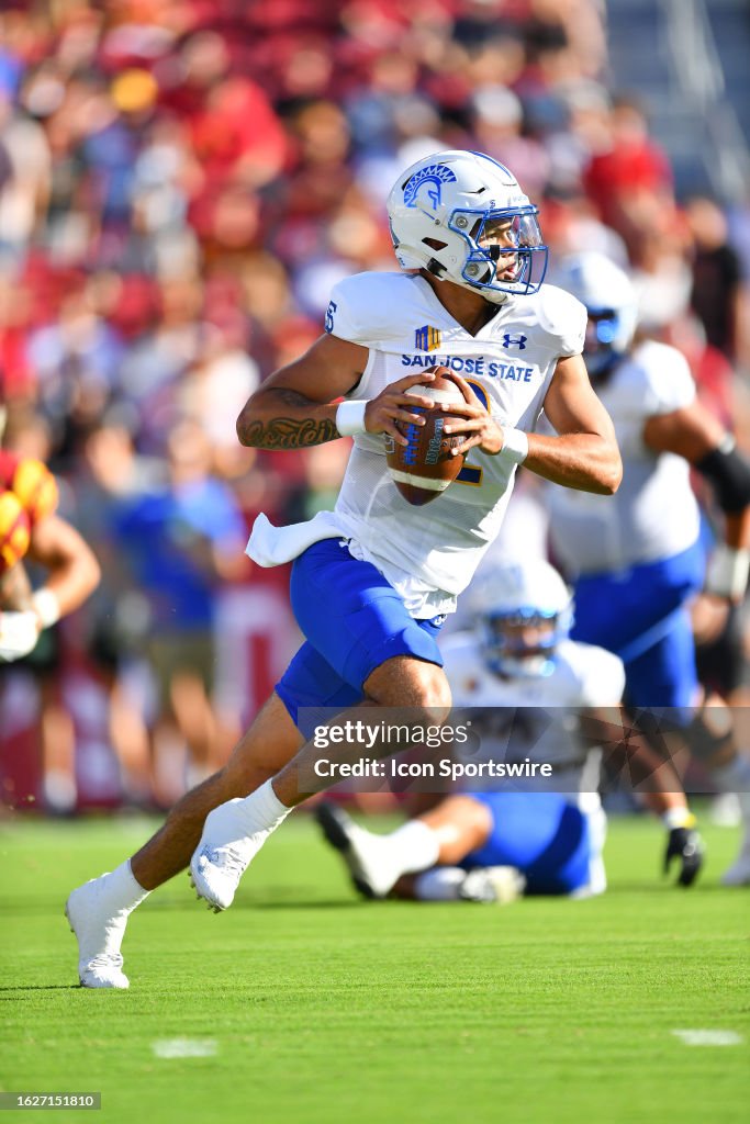 Chevan San Jose State Spartans quarterback Chevan Cordeiro runs up field ...