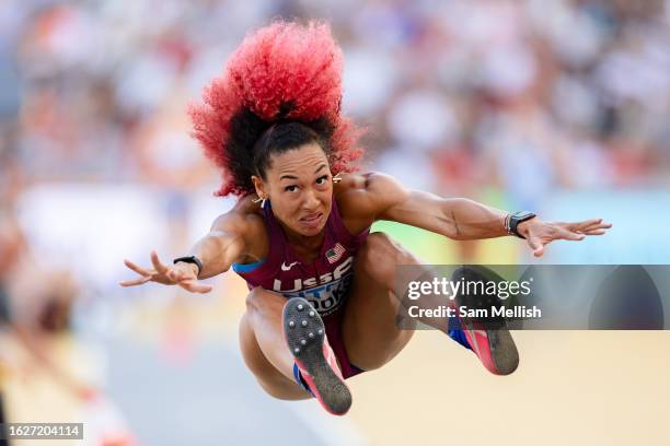 Taliyah Brooks of the USA competes in the women's heptathlon long jump during day two of the World Athletics Championships Budapest 2023 at National...