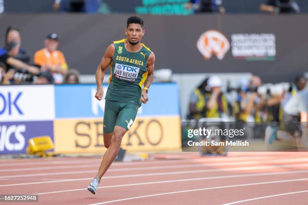 Wayde Van Niekerk of South Africa in the men's 400m round 1 during day two of the World Athletics Championships Budapest 2023 at National Athletics...