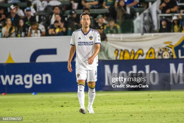 Maya Yoshida of Los Angeles Galaxy during the game against Chicago Fire at Dignity Health Sports Park on August 26, 2023 in Los Angeles, California....