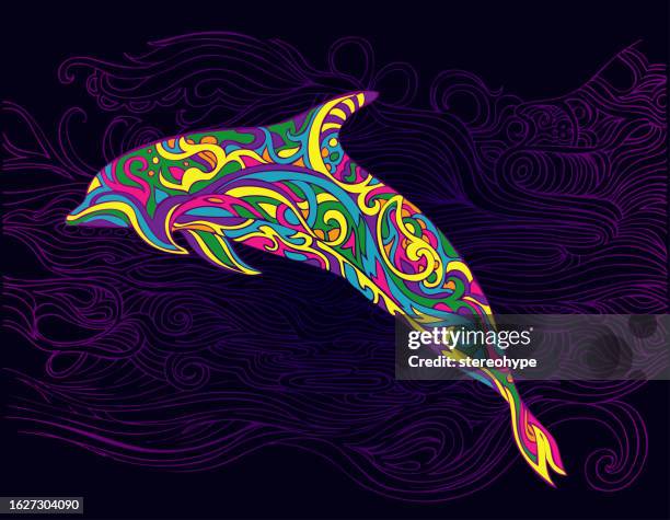 dolphin flow - baby dolphin stock illustrations
