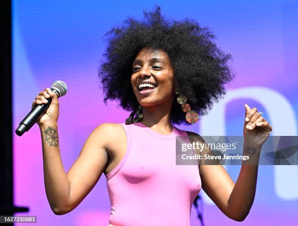 Mereba performs on Day 1 of the 2023 Sol Blume Festival at Discovery Park on August 19, 2023 in Sacramento, California.