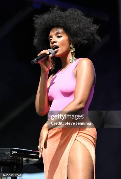 Mereba performs on Day 1 of the 2023 Sol Blume Festival at Discovery Park on August 19, 2023 in Sacramento, California.