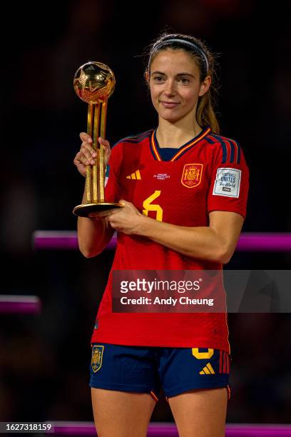 Aitana Bonmati of Spain is awarded the FIFA Golden Ball Award at the award ceremony following the the FIFA Women's World Cup Australia & New Zealand...