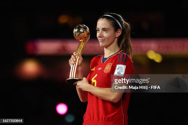 Aitana Bonmati of Spain is awarded the FIFA Golden Ball Award at the award ceremony following the FIFA Women's World Cup Australia & New Zealand 2023...