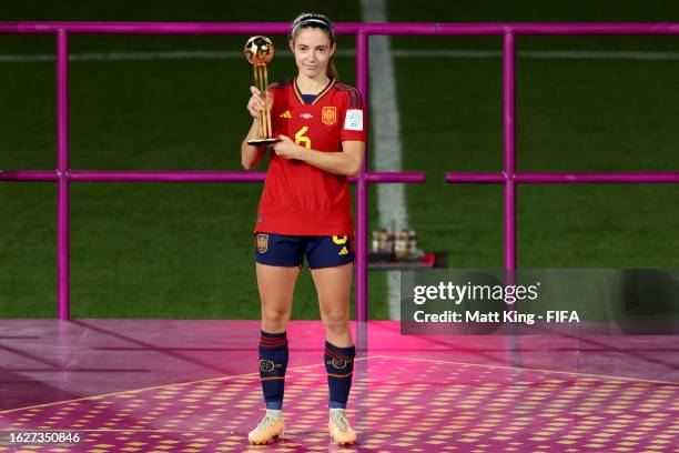 Aitana Bonmati of Spain is awarded the FIFA Golden Ball Award at the award ceremony following the FIFA Women's World Cup Australia & New Zealand 2023...