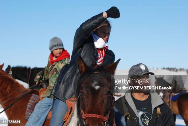 The Sioux Commemorate Wounded Knee Massacre. Dakota du Sud, Etats-Unis, 29 décembre 2007 - Les indiens Sioux commémorent l'anniversaire de la mort de...