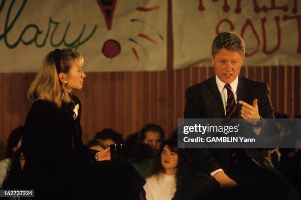 November 1992 Presidential Elections In The United States: Bill Clinton. Etats-Unis, mars 1992, le candidat démocrate aux élections présidentielles...