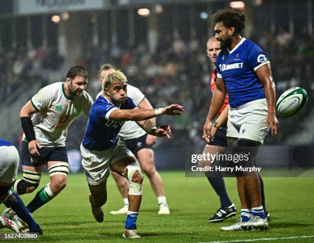 Bayonne , France - 26 August 2023; Jonathan Taumateine of Samoa during the Rugby World Cup warm-up match between Ireland and Samoa at Parc des Sports...