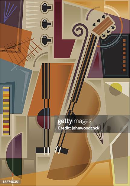 ilustrações, clipart, desenhos animados e ícones de abstrato cubist música - cubismo