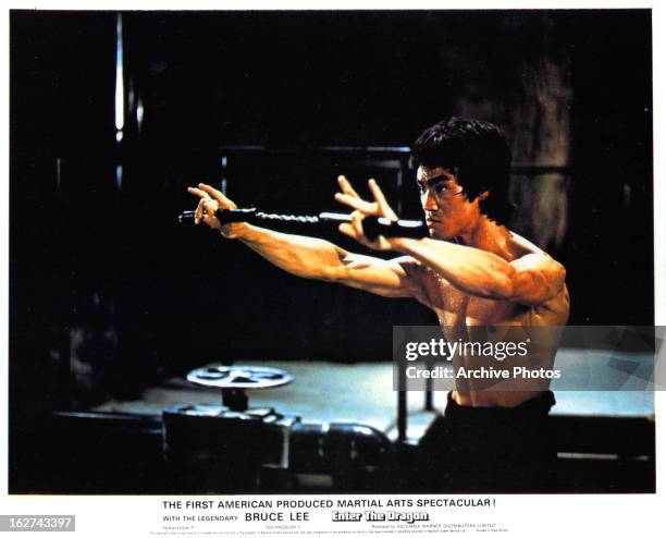 Bruce Lee trains in a scene from the film 'Enter The Dragon', 1973.
