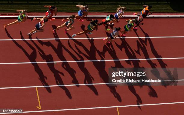 Runners compete in the Women's 1500m Semi-Final during day two of the World Athletics Championships Budapest 2023 at National Athletics Centre on...