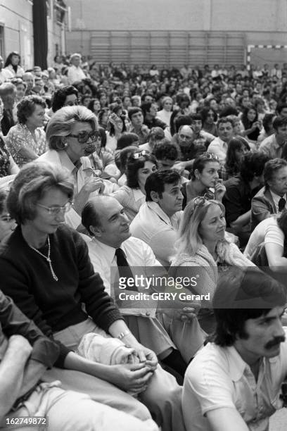Francois Mitterrand Celebrates July 14Th In Chateau Chinon. Château-Chinon, le 14 juillet 1974. Le candidat à la présidence de la République,...