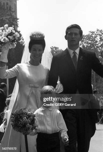 The Marriage Of Prince Hans-Adam Of Liechtenstein With Mary Kinsky Von Wchinitz Und Tettau. Le 30 juillet 1967 - Lors de leur mariage le prince...