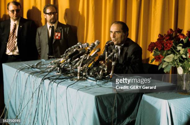 Presidential Campaign May 1974: Francois Mitterrand Candidate. France- mai 1974- François MITTERRAND, candidat lors de la campagne des...