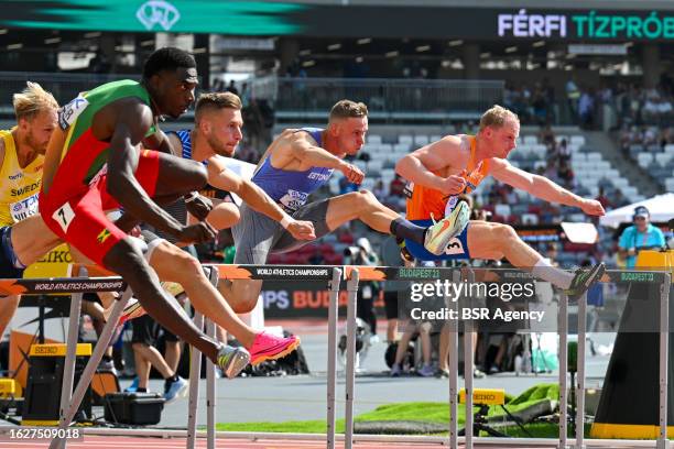 Rik Taam of the Netherlands competing in 110m Hurdles Decathlon during Day 8 of the World Athletics Championships Budapest 2023 at the National...