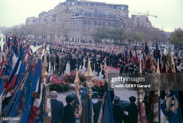 Commemoration Of November 11Th, 1963. Paris, le 11 novembre 1963. Le général Charles DE GAULLE commémore le 11 novembre sur les Champs-E lysées...