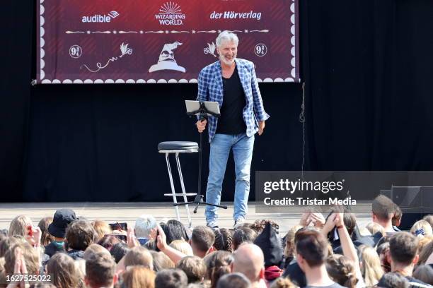 Rufus Beck during the "Back to Hogwarts" - 25 Years Harry Potter fan event at Rathausmarkt on August 26, 2023 in Hamburg, Germany.