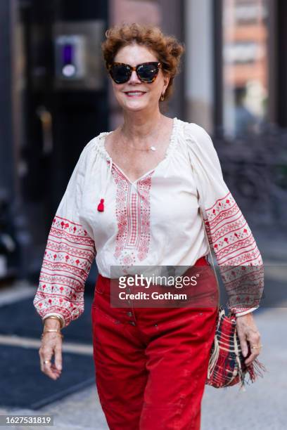 Susan Sarandon is seen in the East Village on August 20, 2023 in New York City.