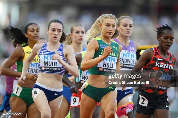 Jessica Hull of Team Australia competes in the Women's 1500m Semi-Final during day two of the World Athletics Championships Budapest 2023 at National...