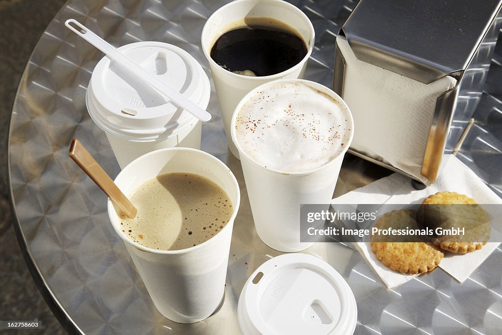 Various take-away coffee cups