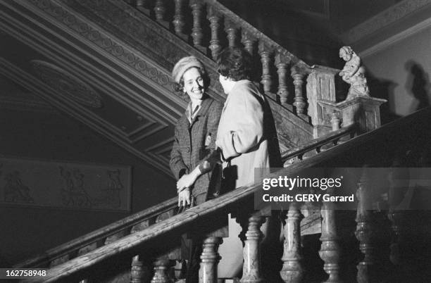 Fabiola Of Belgium At The Zurbano Palace With Her Mother. Espagne, Madrid, 5 octobre 1960, l'espagnole Fabiola de MORA y ARAGON va épouser le roi...