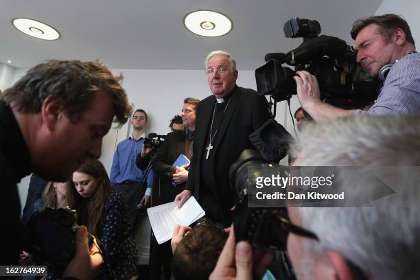 Cardinal Cormac Murphy-O'Connor, former Archbishop of Westminster,arrives for a press conference at the Catholic Bishops Conference of England and...