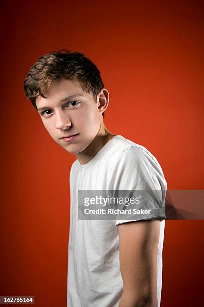 Actor Tom Holland is photographed for the Observer on December 17, 2013 in London, England.
