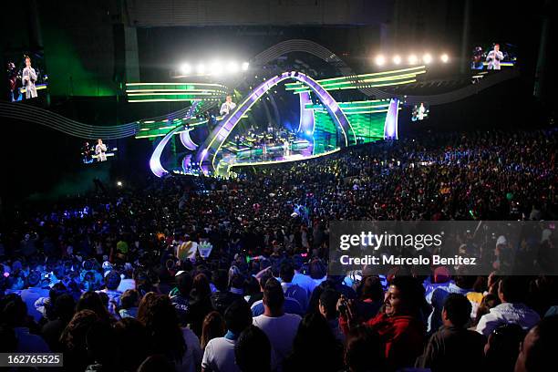 General view of the stage during the performance of the singer Romeo Santos at the Quinta Vergara during the 53rd Vina del Mar International Music...