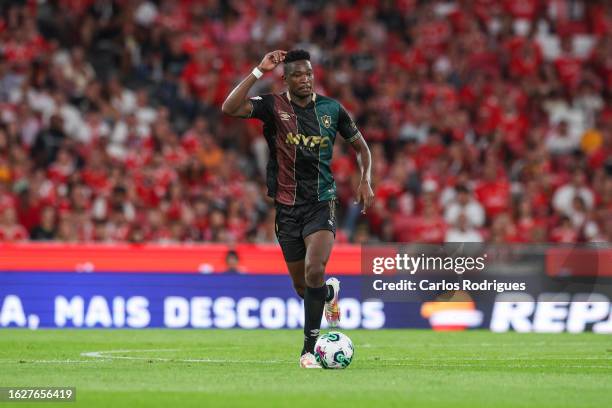 Johnstone Omurwa of CF Estrela da Amadora during the Liga Portugal Betclic match between SL Benfica and Estrela Amadora at Estadio do Sport Lisboa e...