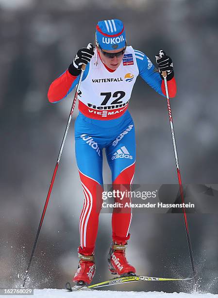Yulia Tchekaleva of Russia in action during the Women's Cross Country Individual 10km at the FIS Nordic World Ski Championships on February 26, 2013...