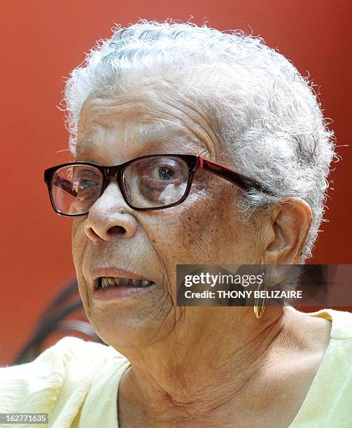 Nicole Magloire speaks during an interview February 26, 2013 in Port-au-Prince, about former Haitian dictator Jean-Claude "Baby Doc" Duvalier. Member...