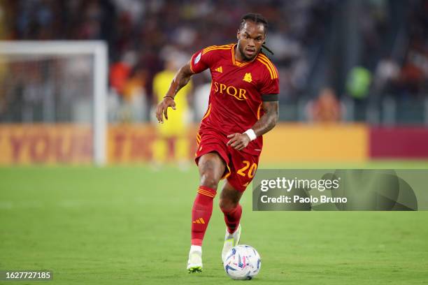 Renato Sanches of AS Roma in posession during the Serie A TIM match between AS Roma and US Salernitana at Stadio Olimpico on August 20, 2023 in Rome,...