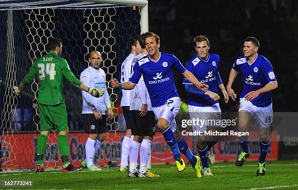 Harry Kane of Leicester celebrates scoring to make it 2-0 during the npower Championship match between Leicester City and Blackburn Rovers at The...