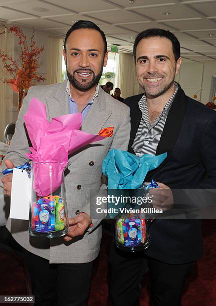 Fashion designer Nick Verreos and David Paul attend Giuliana Rancic And Crystal Light Liquid Toast Red Carpet Style at SLS Hotel on February 26, 2013...