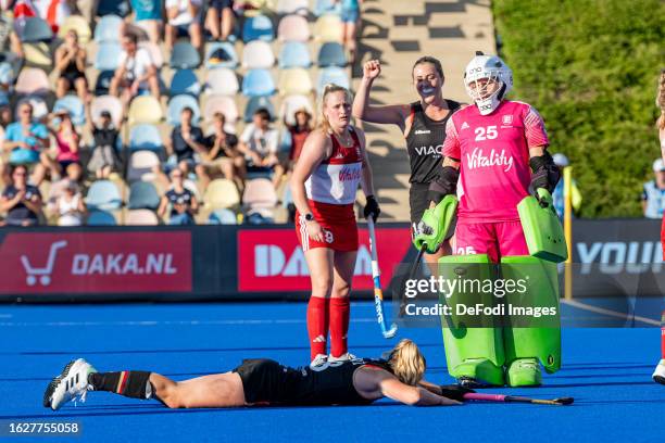 Jette Fleschütz of Germany gestures during the 2023 Women's EuroHockey Championship match between Germany vs England at Hockeypark on August 20, 2023...