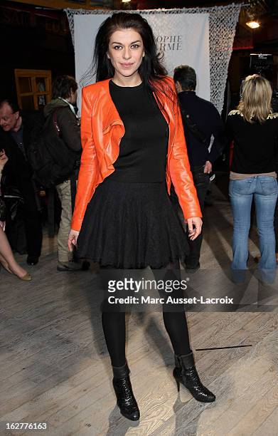 Jovanka Sopalovic poses during the Christophe Guillarme Fall/Winter 2013 Ready-to-Wear show as part of Paris Fashion Week on February 26, 2013 in...